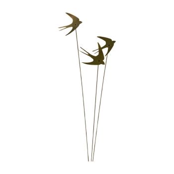 Flying Swallows Cluster Garden Art - Bare Metal/Ready to Rust - Steel - W6 x H100 cm