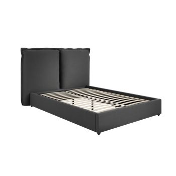 Sunday Double Bed Frame (Pack of 2) - Linen Blend - L221 x W174 x H120 cm - Deep Grey - Flat Pack