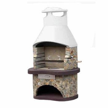 Tampere Modern Masonry Barbeque - L68 x W112 x H195 cm - Multi/White