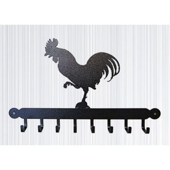 Tool Rack (Cockerel) - Hooks - Solid Steel - W54.6 x H30.5 cm - Powder Coated Black