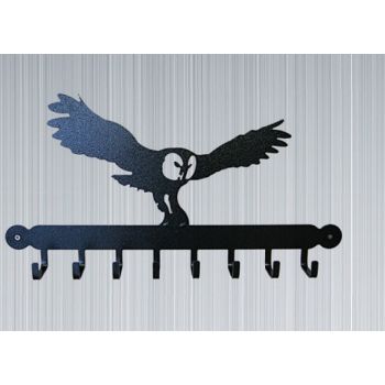 Tool Rack (Owl) - Hooks - Solid Steel - W53.3 x H10 cm - Powder Coated Black