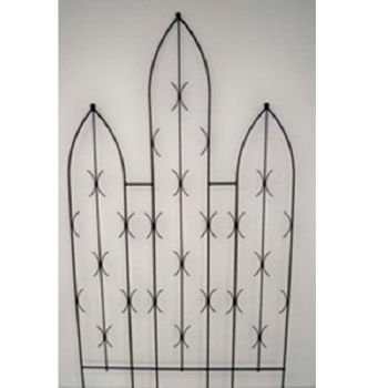 Triple Centre Point Gothic Screen - Decorative Garden Screen, Plant Support - Solid Steel - W91.4 x H180 cm - Powder Coated Black