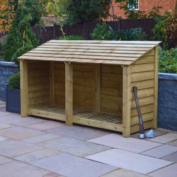 Normanton 4ft Log Store - L80 x W230 x H128 cm - Light Green