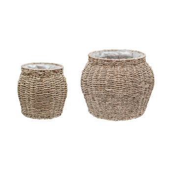 Tula Tapered Seagrass Planter (Set of 2) - L30 x W30 x H24 cm