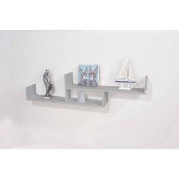 Floating Two Tier Wall Shelf - W115 x D17 x H26.5 cm - Light Grey