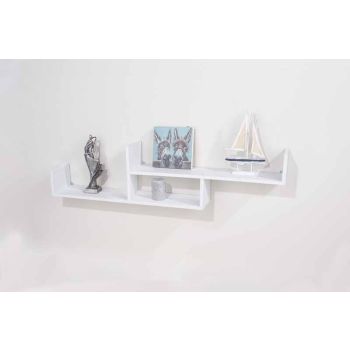 Floating Two Tier Wall Shelf - W115 x D17 x H26.5 cm - Matt White