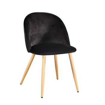 Venice Dining Chair (Pack of2) - Velvet - L55 x W51 x H78 cm - Black