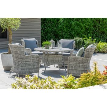 Vienna 4 Seat Dining Set - Aluminium Wide Weave Wicker - Anthracite Grey