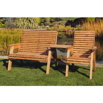 Valley Garden Furniture Trio Set with Tray - Timber - L100 x W220 x H95 cm - Fully Assembled