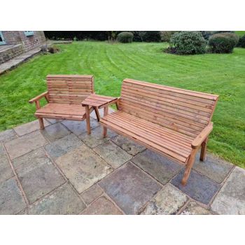 Valley 5 Seat Set 1X2B 1X3B Angled Tray - Timber - L100 x W215 x H95 cm - Garden Furniture - Fully Assembled