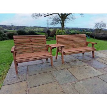 Valley 5 Seat Set 1X2B 1X3B Straight Tray - Timber - L100 x W215 x H95 cm - Garden Furniture - Fully Assembled