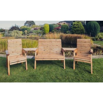 Valley 4 Seat Set 1X2B 2XC Angled Tray - Timber - L100 x W310 x H95 cm - Garden Furniture - Fully Assembled