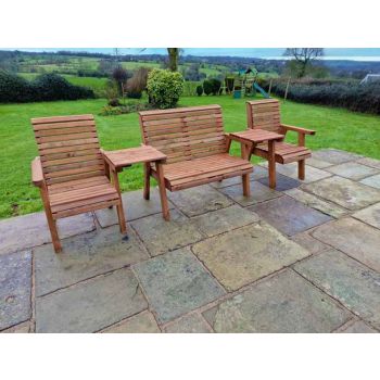 Valley 4 Seat Set 1X2B 2XC Straight Tray - Timber - L100 x W310 x H95 cm - Garden Furniture - Fully Assembled