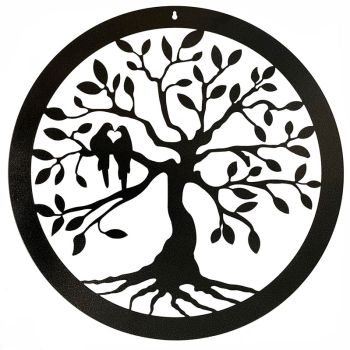 Tree of Life Large Wall Art - Steel - W49.5 x H49.5 cm - Powder Coated Black