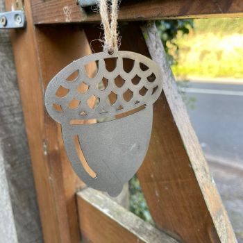 Small Hanging Acorn (Pack of 3) - Bare Metal/Ready to Rust - W10 x H8 cm