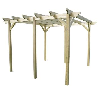 Garden Pergola 6 Posts - Wood - L480 x W540 x H270 cm - Light Green