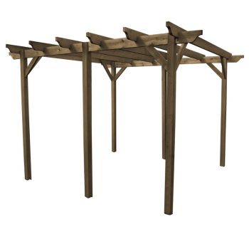 Garden Pergola 6 Posts - Wood - L180 x W420 x H270 cm - Rustic Brown