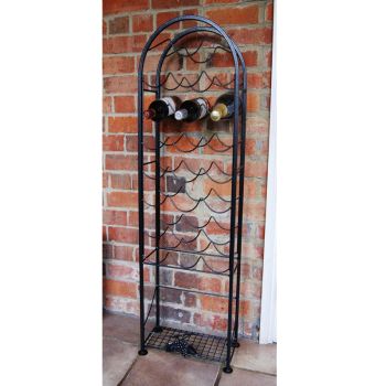 22 Bottle Wine Rack - Bottle Store - Solid Steel - L20 x W38 x H118 cm - Powder Coated Black
