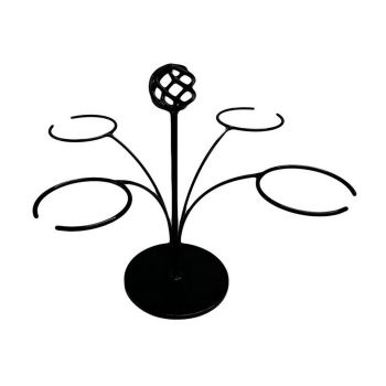 4 Glass Cocktail Tree Sundries - W35.6 x H31.7 cm - Powder Coated Black