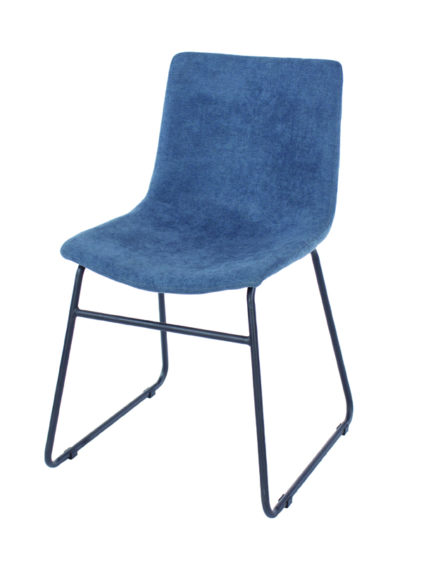 Core Products Aspen Pair Dining Chair, Blue Fabric with Black Metal Legs