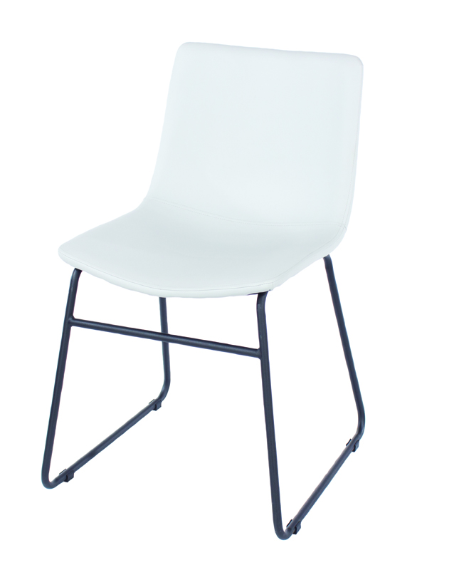 Core Products Aspen Pair Dining Chair, PU Grey with Black Metal Legs