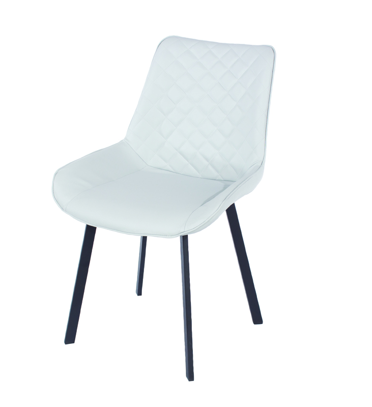Core Products Aspen Pair Dining Chair, PU Grey with Black Metal Legs