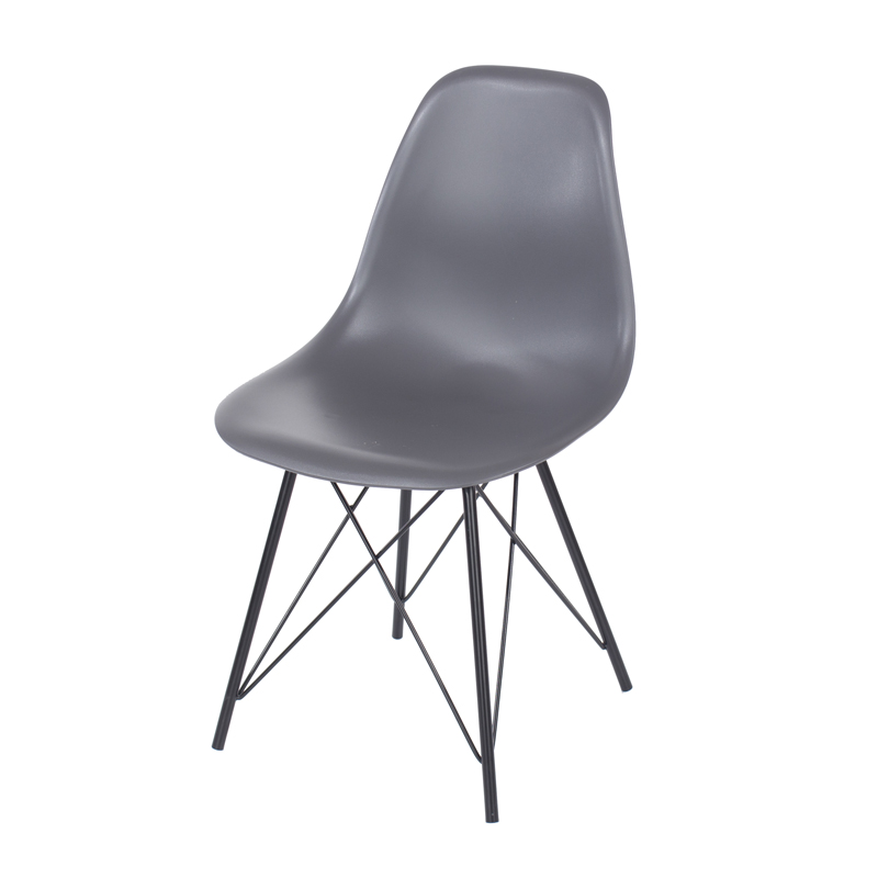 Core Products Pair of Chairs Aspen Charcoal Plastic Chair, Black Metal Legs