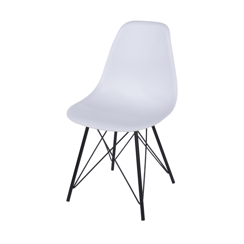 Core Products Pair of Chairs Aspen White Plastic Chair, Black Metal Legs