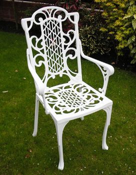 Victorian Carver Chair British Made, High Quality Cast Aluminium Garden Furniture