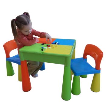 5 in 1 Multipurpose Activity Table & 2 Chairs - Multicoloured 