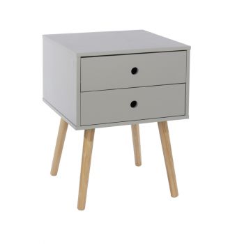 scandia, 2 drawer & wood legs bedside cabinet BSG110