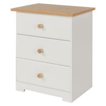 Colorado Soft Cream Painted 3 Drawer Bedside Cabinet 