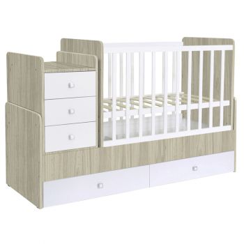 Kidsaw Kudl Cot bed Simple 1100 with drawer unit, elm-white