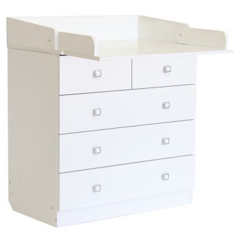 Kidsaw Kudl Kids 5 Drawer Unit 1780 With Changing Board and Storage - White