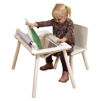 White Writing Table & Chair with Lego Board