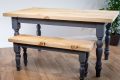 Grey Farmhouse Dining Set With 1 Bench 152 cm