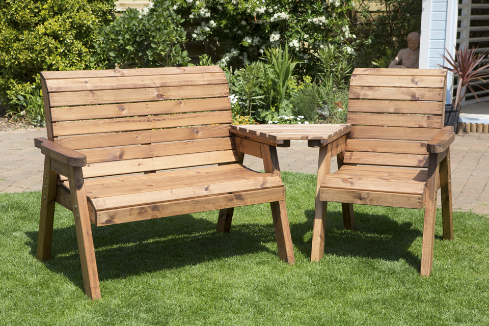 Charles Taylor Three Seater Companion Set, Garden Table and Chairs fully assembled.