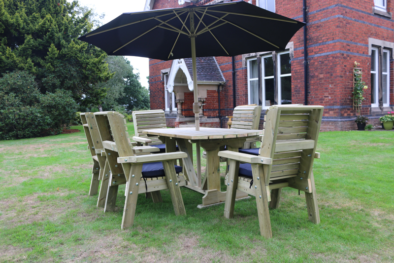 Churnet Valley Ergo Table And Chair Set - Sits 6, wooden garden dining furniture